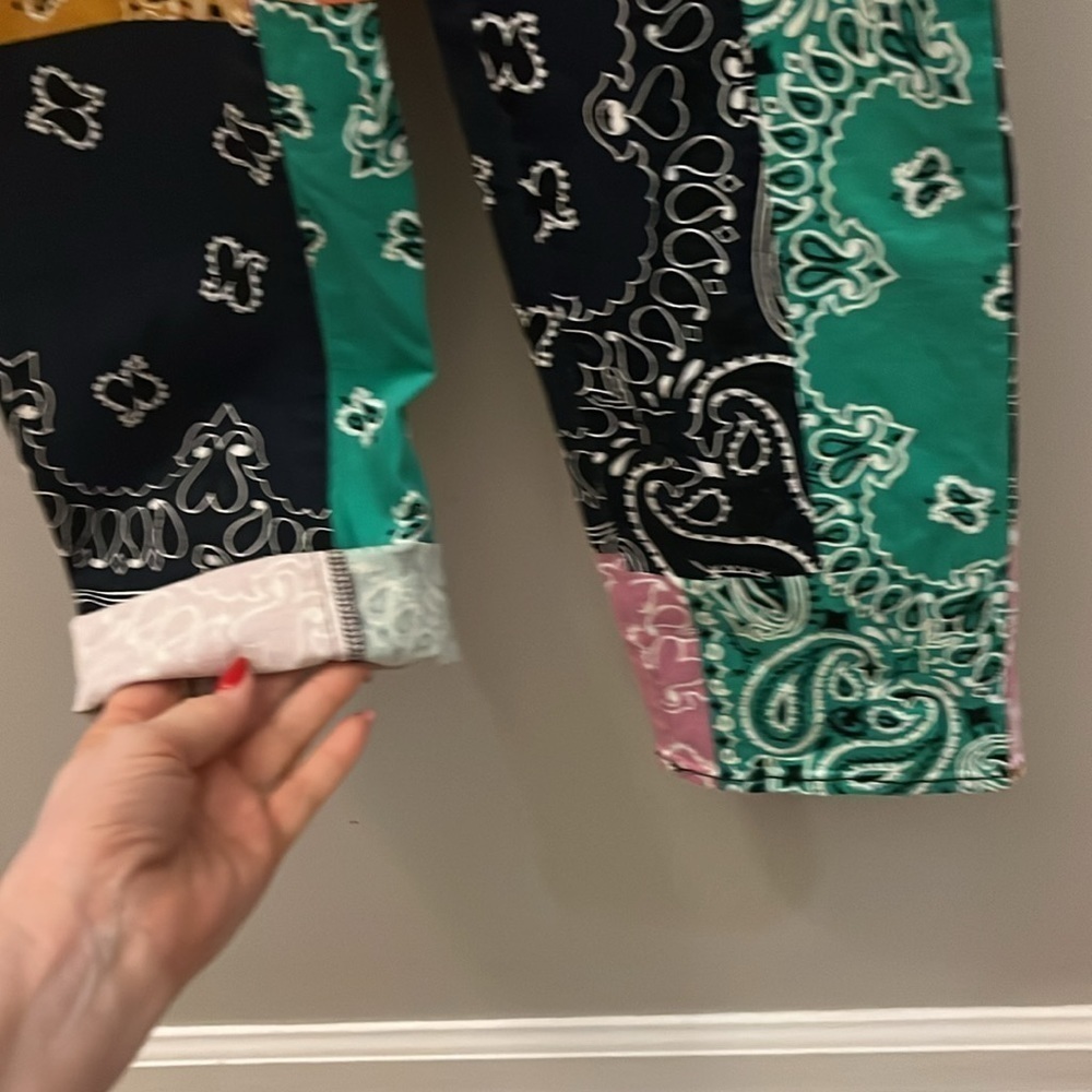 Sun + Stone Patchwork Pants Multicolor Boho Funky Size 30 - Picture 4 of 10